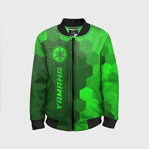 Детский бомбер Yamaha - green gradient по-вертикали / 3D-Черный – фото 1