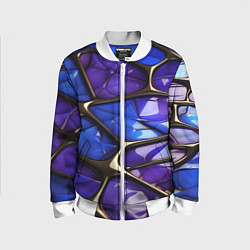 Бомбер детский Синие и фиолетовые плиты, цвет: 3D-белый