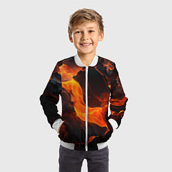 Бомбер детский Огонь и лава - текстура, цвет: 3D-белый — фото 2