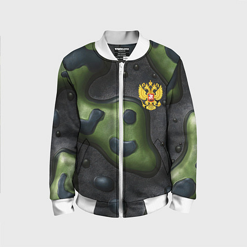 Детский бомбер Объемный абстрактный камуфляж / 3D-Белый – фото 1