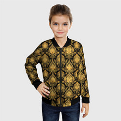 Бомбер детский Тайский золотой орнамент, цвет: 3D-черный — фото 2