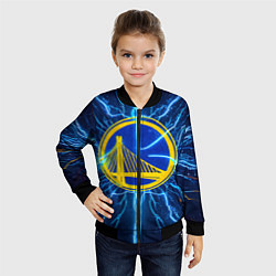 Бомбер детский Голден Стэйт Уорриорз в разрядах молнии, цвет: 3D-черный — фото 2