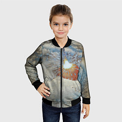 Бомбер детский Искрящийся мандарин на снегу, цвет: 3D-черный — фото 2