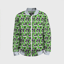Бомбер детский Киберпанк шестиугольники зелёные, цвет: 3D-серый