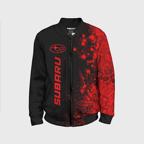 Детский бомбер Subaru - red gradient по-вертикали / 3D-Черный – фото 1