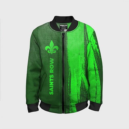 Детский бомбер Saints Row - green gradient по-вертикали / 3D-Черный – фото 1
