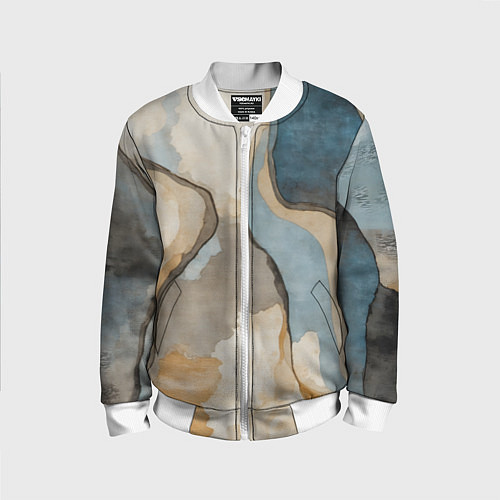 Детский бомбер Абстракция с песком и водой / 3D-Белый – фото 1