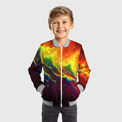 Бомбер детский Абстрактные волны с огнем, цвет: 3D-серый — фото 2