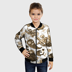 Бомбер детский Растения против зомби в бежевых тонах, цвет: 3D-черный — фото 2