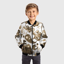 Бомбер детский Растения против зомби в бежевых тонах, цвет: 3D-черный — фото 2