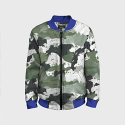 Бомбер детский Зеленый фактурный камуфляж, цвет: 3D-синий
