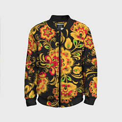 Бомбер детский Хохлома - роспись, цвет: 3D-черный