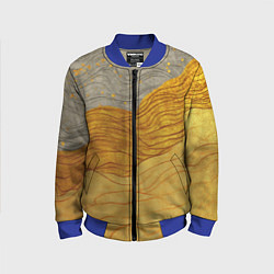 Бомбер детский Золотые волны на сером текстура, цвет: 3D-синий