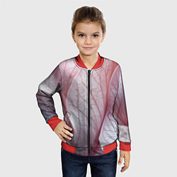Бомбер детский Розовые листья, цвет: 3D-красный — фото 2