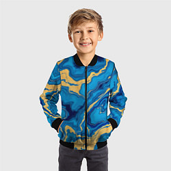 Бомбер детский Синий мрамор с золотом, цвет: 3D-черный — фото 2