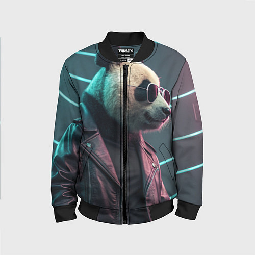Детский бомбер Cyberpunk panda / 3D-Черный – фото 1