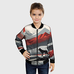 Бомбер детский Лиса и красные горы, цвет: 3D-черный — фото 2