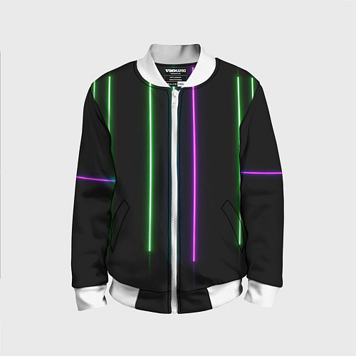 Детский бомбер Neon stripes / 3D-Белый – фото 1