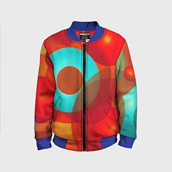 Бомбер детский Оптическая абстракция с кругами, цвет: 3D-синий