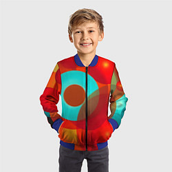 Бомбер детский Оптическая абстракция с кругами, цвет: 3D-синий — фото 2