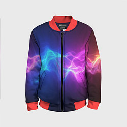 Бомбер детский Звуковая волна неоновый узор, цвет: 3D-красный