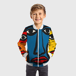 Бомбер детский Арт с лицами, цвет: 3D-белый — фото 2