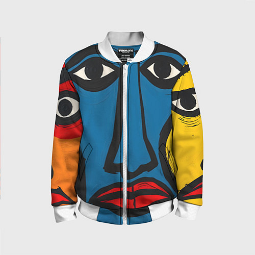 Детский бомбер Арт с лицами / 3D-Белый – фото 1