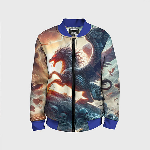 Детский бомбер Пегас тёмных сил - нейроарт / 3D-Синий – фото 1