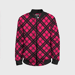 Бомбер детский Чёрно-розовый крупная клетка, цвет: 3D-черный