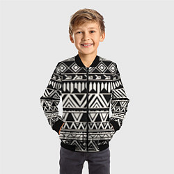 Бомбер детский Черно белый орнамент в этническом стиле, цвет: 3D-черный — фото 2