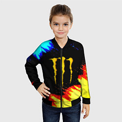 Бомбер детский Monster energy огненные краски, цвет: 3D-черный — фото 2