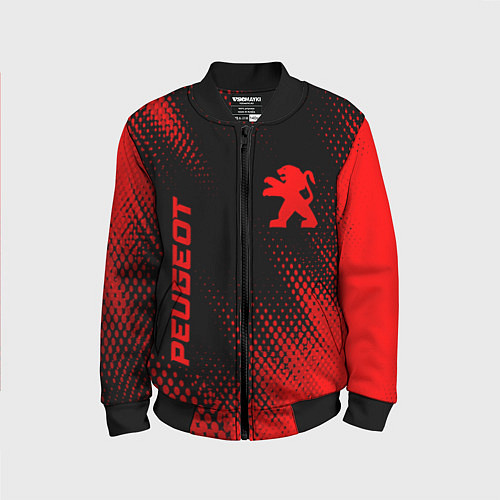 Детский бомбер Peugeot - red gradient вертикально / 3D-Черный – фото 1