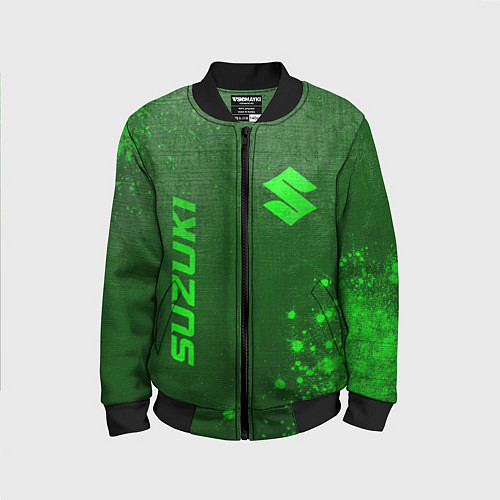 Детский бомбер Suzuki - green gradient вертикально / 3D-Черный – фото 1