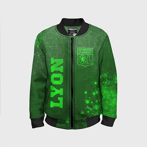 Детский бомбер Lyon - green gradient вертикально / 3D-Черный – фото 1