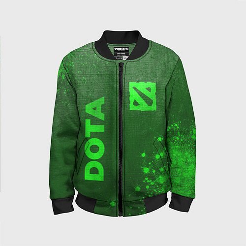 Детский бомбер Dota - green gradient вертикально / 3D-Черный – фото 1