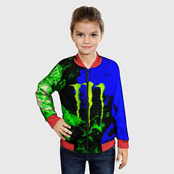 Бомбер детский Monster energy кислотный огонь, цвет: 3D-красный — фото 2