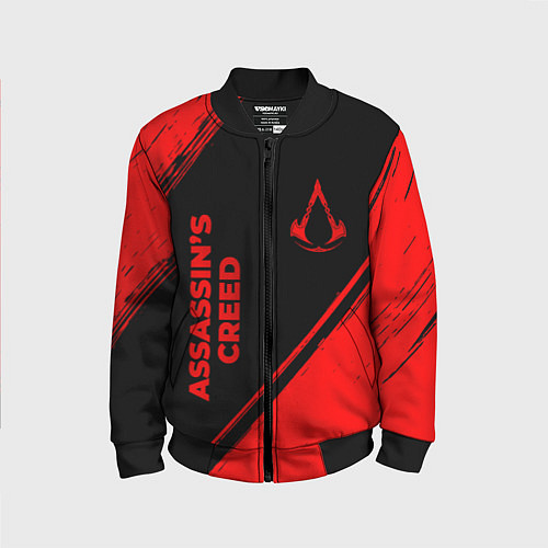 Детский бомбер Assassins Creed - red gradient вертикально / 3D-Черный – фото 1