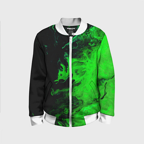 Детский бомбер Color green black / 3D-Белый – фото 1
