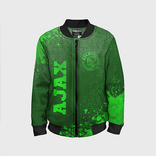 Детский бомбер Ajax - green gradient вертикально / 3D-Черный – фото 1