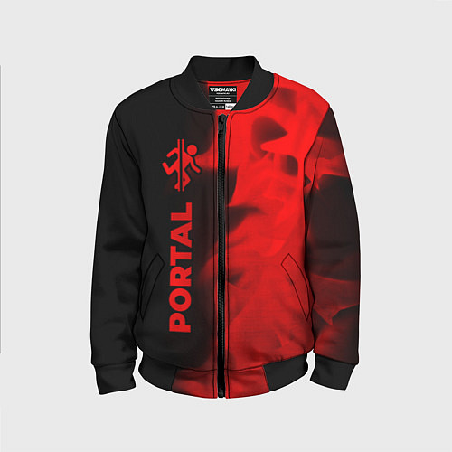 Детский бомбер Portal - red gradient по-вертикали / 3D-Черный – фото 1