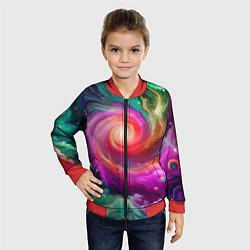 Бомбер детский Космическая неоновая фантазия - нейроарт, цвет: 3D-красный — фото 2