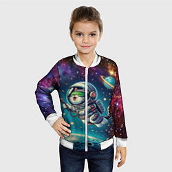 Бомбер детский Котик в космосе с лазерным пистолетом, цвет: 3D-белый — фото 2