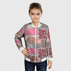 Бомбер детский Розово-серые разноцветные лоскуты, цвет: 3D-белый — фото 2