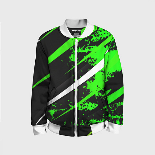 Детский бомбер Color black and green / 3D-Белый – фото 1