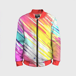 Бомбер детский Брызги краски на белом фоне, цвет: 3D-красный