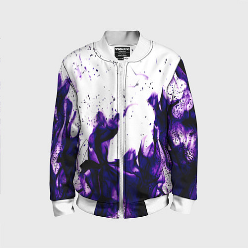 Детский бомбер Фиолетовый огонь текстура / 3D-Белый – фото 1