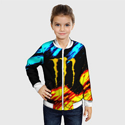 Бомбер детский Monster energy текстура огненная, цвет: 3D-белый — фото 2