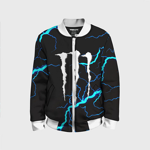 Детский бомбер Monster energy неоновые молнии / 3D-Белый – фото 1