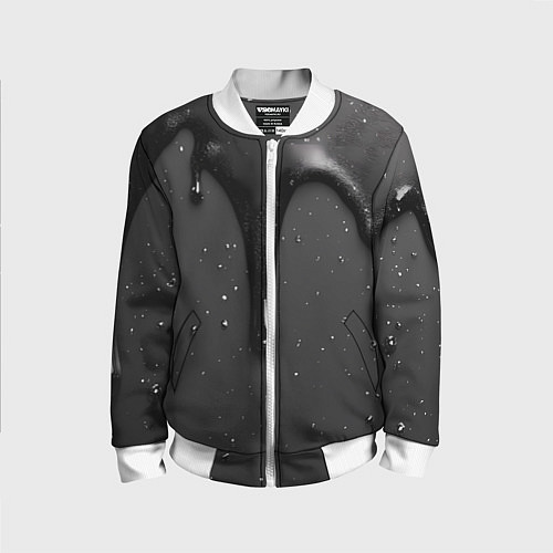 Детский бомбер Черная текстура - хром / 3D-Белый – фото 1