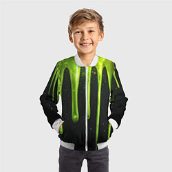 Бомбер детский Слизь зеленая текстура, цвет: 3D-белый — фото 2